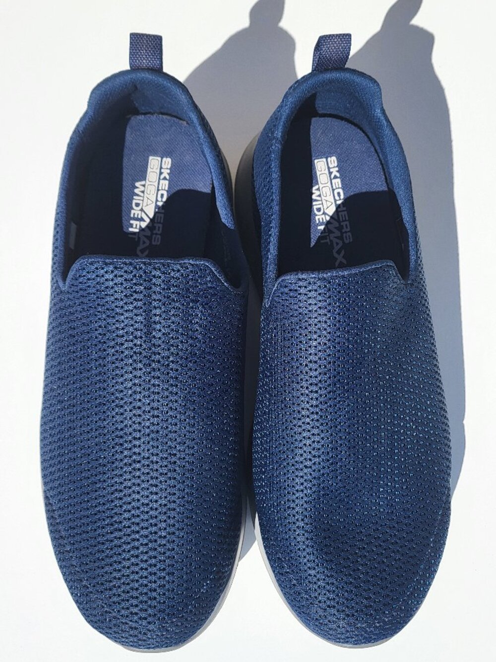 Skechers Shoes Men's 10.5 Goga Max Wide Fit Slip On Blue Walking Active Casual